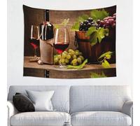 EgoMed Tapisserie, Tapisserie Murale décoration Murale Durable Tapisserie décoration de la Maison 73X95 CM,Verres de vin avec Bouteille de vin et Raisins