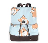 EgoMed Tasse à motif Corgi,Sac à dos imperméable pour femme, sac à dos de voyage léger en cuir PU tendance