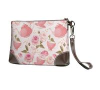 EgoMed Tasses à thé de Style Vintage,Sacs à Main en Cuir PU pour Femmes, Pochette à Fermeture éclair, Portefeuille, Sac à Main avec dragonne