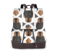 EgoMed Tête de Doberman à motif polygonal,Sac à dos imperméable pour femme, sac à dos de voyage léger en cuir PU tendance