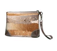 EgoMed Texture Glamour avec des Traits cuivrés et dorés,Sacs à Main en Cuir PU pour Femmes, Pochette à Fermeture éclair, Portefeuille, Sac à Main avec dragonne