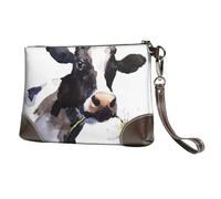EgoMed Vache avec Une Marguerite,Sacs à Main en Cuir PU pour Femmes, Pochette à Fermeture éclair, Portefeuille, Sac à Main avec dragonne