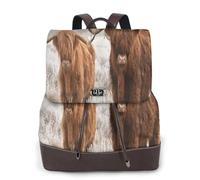 EgoMed Vache écossaise des Highlands enneigée en hiver,Sac à dos imperméable pour femme, sac à dos de voyage léger en cuir PU tendance