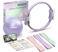 EgoNova Ensemble Pilates : Anneau 35 cm, poignées rembourrées, Mini-Ballon, Bandes de résistance pour Force, flexibilité, stabilité et raffermissement