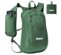 EgoNova Sac à dos de randonnée léger et pliable de 12 l - Sac à dos imperméable pour voyage, camping et activités de plein air, vert foncé, 12L US, Se range facilement
