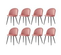 EGOONM Lot de 8 Chaises de Salle à Manger en Velours, Chaises Scandinaves Rembourrées avec Pieds en Métal Noir, Idéal pour la Maison, Le Bureau, Les Cafés (Rose-Pieds Noirs)
