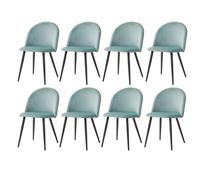 EGOONM Lot de 8 Chaises de Salle à Manger en Velours, Chaises Scandinaves Rembourrées avec Pieds en Métal Noir, Idéal pour la Maison, Le Bureau, Les Cafés (Vert-Pieds Noirs)