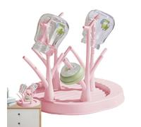 Egoutte-biberons Arbre Support pour Sèche-Bouteilles Séchoir À Biberons avec Design en Forme d'arbre Porte-biberon Stable À Base Antidérapante Et Rangement pour Les Voyages (Rose)