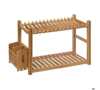 Égouttoir 2 niveaux et couverts bambou