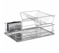 Secret de Gourmet Égouttoir à vaisselle 2 niveaux – plateau amovible – inox Gris G