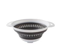 Égouttoir à assiettes pliable en silicone PP pour pâtes, légumes, nouvelle maison, appartement, égouttoir à vaisselle à deux niveaux (gris clair, 24,5 x 20 x 10 cm)