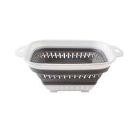 Égouttoir à assiettes pliable en silicone PP pour pâtes, légumes, nouvelle maison, appartement, égouttoir à vaisselle à deux niveaux (gris, 27,5 x 22 x 11 cm)
