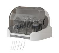 Égouttoir à Biberons pour Bébé, Séchoir à Biberon avec Couvercle et Plateau d'eau Amovible, Anti-poussière Boîte de Rangement pour Biberons, Tétines, Tasses, Pièces de Tire-lait et Accessoires