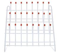 Égouttoir à bouteilles 24 emplacements pour verrerie de laboratoire et biberons, fixation murale peu encombrante, partie supérieure rouge antidérapante, cadre en fer robuste, pour cuisine, labo,