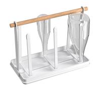 Égouttoir à bouteilles, support en métal en fer enduit, récipient avec six compartiments et bac d'égouttement, support de tasse lourd, 0,6 kg, pour organiser les plans de travail de cuisine et pour