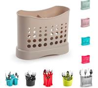 Égouttoir à couverts à 2 compartiments en plastique de haute qualité pour cuisine et maison, organiseur de rangement antirouille pour couverts et ustensiles lavés