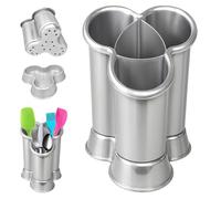 Égouttoir à couverts à 4 compartiments | Porte-ustensiles en plastique de haute qualité pour la cuisine | Organisateur d'outils de nettoyage pour la maison et la cuisine (argent - D2)