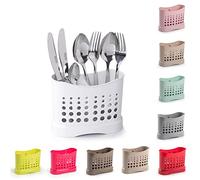 Égouttoir à couverts en plastique de haute qualité à 2 compartiments pour la maison et la cuisine - Antirouille - Blanc - Design 1