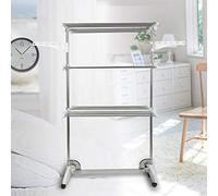 Égouttoir à Linge à 3 Niveaux pour Lave-Linge et sèche-Linge, Tour de Linge Mobile Extensible, Robuste, en Acier et Plastique revêtus de Poudre, Solution Gain de Place pour Le séchage du Lin