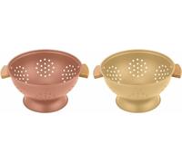 Égouttoir à pâtes DKD Home Decor 30 x 24,5 x 14 cm Terre cuite Acier inoxydable Jaune (2 pièces)