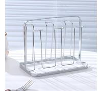 Égouttoir à tasses en fer portable, support de rangement en verre, rangement de tasses sous la table de cuisine(Silver,High)