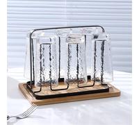 Égouttoir à tasses en fer portable, support de rangement en verre, rangement de tasses sous la table de cuisine(Black,High)