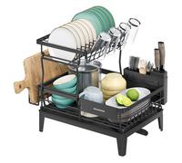Égouttoir à Vaisselle - 2 Niveaux - Bec Rotatif 360° - Noir - 31x42x36,5 cm