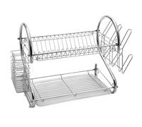 Égouttoir à Vaisselle 2 Niveaux pour 14 Assiettes, Bac et Porte-couverts