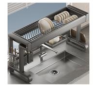 Égouttoir à vaisselle à 2/3 niveaux, grand évier en acier au carbone pour bacs simples/doubles, solution de rangement de cuisine (76 x 29 x 51 cm), égouttoir à vaisselle peu encombrant