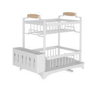 Égouttoir à vaisselle à 2 niveaux antirouille multifonction avec égouttoir, grande capacité, design peu encombrant pour un séchage et un rangement efficaces