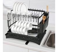 Égouttoir à vaisselle à 2 niveaux DescriptionAvec sa grande capacité et sa bonne ventilation, cet égouttoir à vaisselle à 2 niveaux vous aide à créer une surface de travail de cuisine propre, bien ran