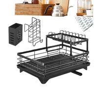 Égouttoir à vaisselle à 2 niveaux | Économiseur d'espace pour comptoir de cuisine avec porte-couverts Égouttoir à vaisselle efficace pour la maison et la cuisine Design durable et élégant