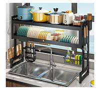 Égouttoir à vaisselle à 3 niveaux avec couvercle anti-poussière au-dessus de l'évier pour comptoir de cuisine, solution de rangement pour assiettes, tasses et ustensiles