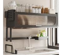 Égouttoir à Vaisselle à Suspendre sous l'évier - Organisateur à 2 Niveaux en Acier au Carbone avec Porte Rabattable - Solution de Rangement Gain de Place pour Un séchage et Une Organisation