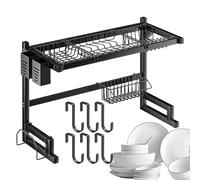 Égouttoir à vaisselle au-dessus de l'évier - Étagère de rangement multifonctionnelle | Organisateur de cuisine avec porte-baguettes, égouttoir pour éviers de cuisine, planches à découper, bols,