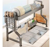 Égouttoir à vaisselle au-dessus de l'évier, organisateur de cuisine peu encombrant, grande capacité pour un séchage et un rangement efficaces