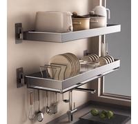Égouttoir à vaisselle au-dessus de l'évier - Support mural peu encombrant pour cuisine, 2 pièces, 100 cm / 39.4in, idéal pour la salle à manger et la cuisine