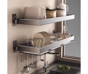 Égouttoir à vaisselle au-dessus de l'évier - Support mural peu encombrant pour cuisine, 2 pièces, 100 cm / 39.4in, idéal pour la salle à manger et la cuisine