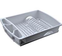 Égouttoir à vaisselle avec bac d’égouttement et 3 compartiments à couverts - Jusqu’à 12 assiettes - 47,5×37,5×9 cm - Fabriqué en Italie - Coloris aléatoire : gris, vert, bleu - M home by Mazzei Mondex