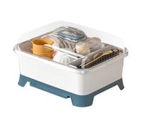 Égouttoir à vaisselle avec couvercle - Panier d'égouttement couvert - Porte-gobelet avec plusieurs compartiments - Organisateur de rangement spacieux - Boîte de cuisine hygiénique - Support de séchage