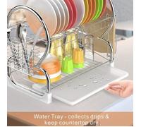 Égouttoir à Vaisselle - B.LIVEM - 2 Couches - Acier Inoxydable - Métal Chromé - Argenté