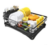 Égouttoir à vaisselle compatible avec évier de cuisine avec rangement d'ustensiles et fonction de séchage des baguettes, forme peu encombrante pour les ménages occupés