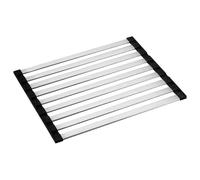 Égouttoir à vaisselle de cuisine pliable au-dessus de l'évier - Tapis de séchage réglable en hauteur pour casseroles, assiettes, ustensiles de cuisine - Égouttoir à vaisselle enroulable Silien