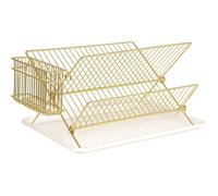 Egouttoir à vaisselle - Design - Métal doré - Jaune - 36,5x29,5x23,5 cm - Accessoires de cuisine