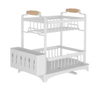 Égouttoir à vaisselle double - 36*26* 37.5cm - Acier au carbone - Blanc - Égouttoir à vaisselle - QUIIENCLEE