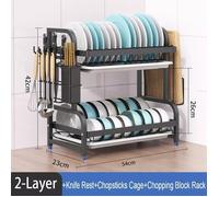 Égouttoir à Vaisselle, égouttoir à Vaisselle à 2 Niveaux avec égouttoir et Panier à Couverts, étagère à ustensiles de Cuisine, Noir