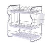 Égouttoir À Vaisselle - Égouttoir À Vaisselle | Porte-ustensiles pour Égoutoir À Vaiselle À 3 Niveaux, Organisateur De Support pour Planche À Découper De Grande Capacité avec Trois Plateaux De Récup