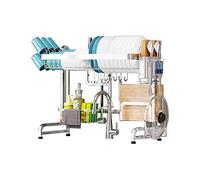 Égouttoir à vaisselle en acier inoxydable 304 avec panier suspendu, gain de place, pour évier de cuisine. Comprend un porte-ustensiles, un porte-couteaux, un porte-tasses et plus encore. Convient aux