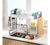 Égouttoir à vaisselle en acier inoxydable antidérapant à 1 niveau compatible avec la plupart des éviers et comptoirs 72 cm 2 niveaux disponibles