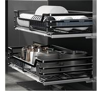 Égouttoir à vaisselle en acier inoxydable avec égouttoir, tiroirs coulissants à 2 niveaux pour armoires de cuisine, panier extractible pour rangement d'étagère